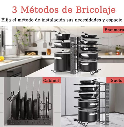 ESTANTE ORGANIZADOR PARA OLLAS X 8 NIVELES