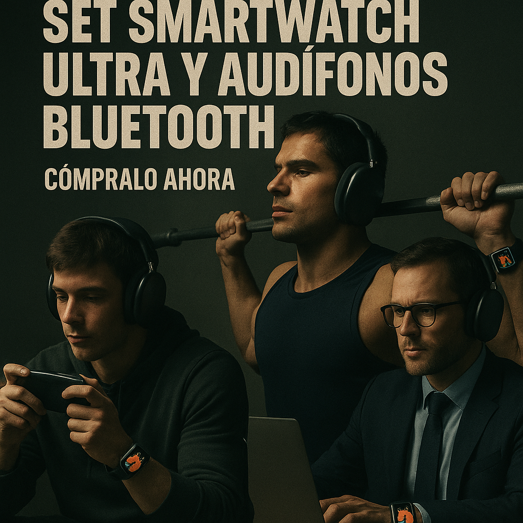 SET SMARTWATCH ULTRA Y AUDÍFONOS BLUETOOTH