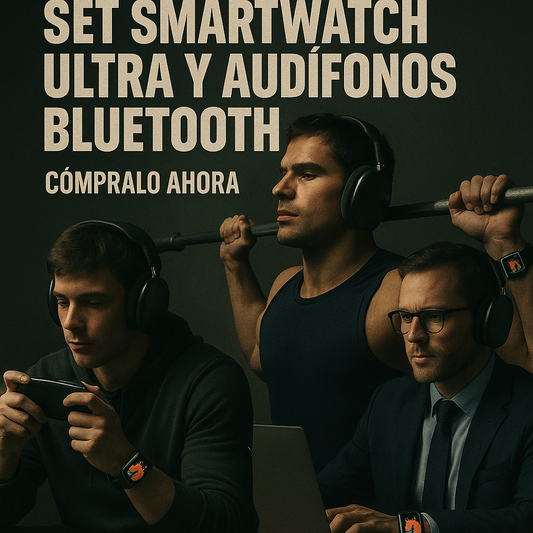 SET SMARTWATCH ULTRA Y AUDÍFONOS BLUETOOTH